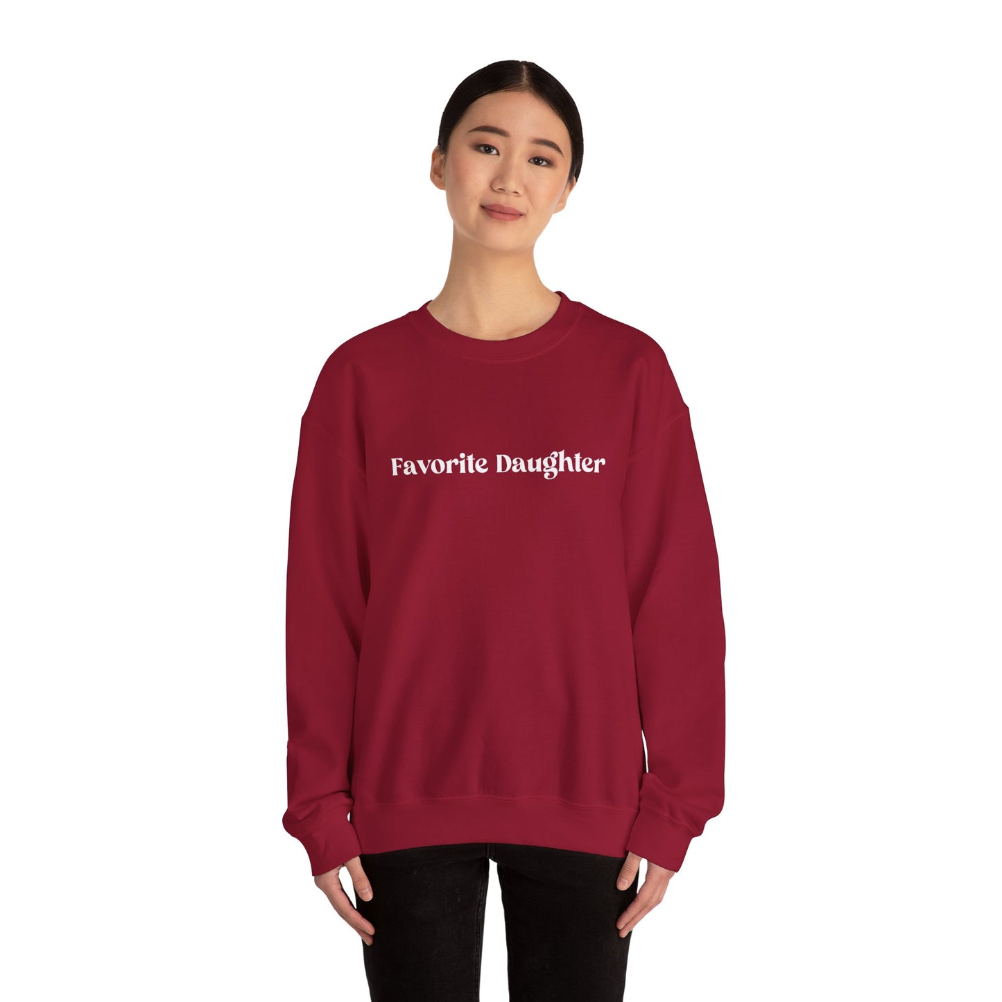 Favorite Daughter Crewneck Sweatshirt, Cozy Gift for Daughters, Family Sweatshirt, Casual Wear, Birthday, Holidays, Comfortable Style