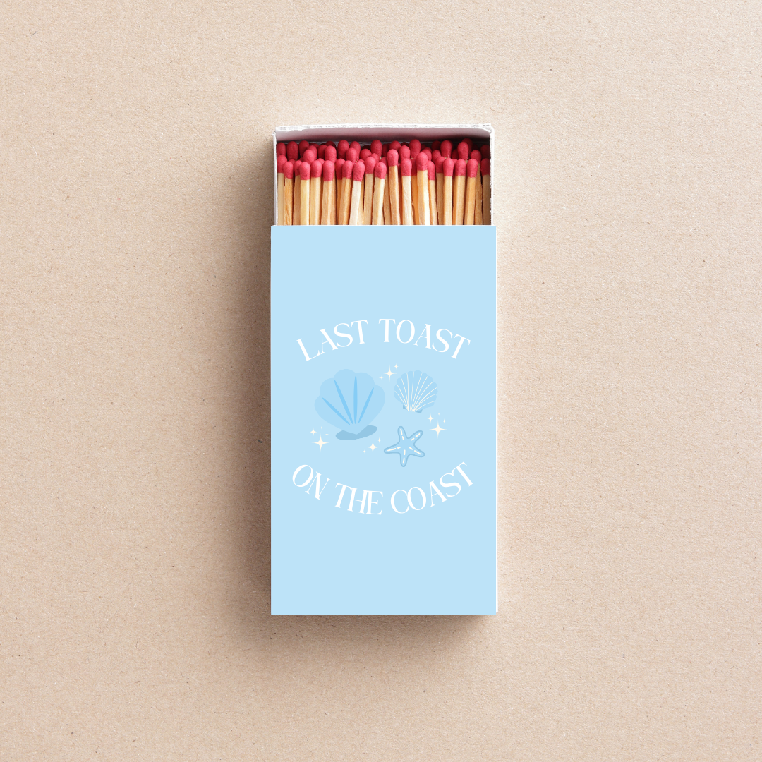 Last Toast On The Coast Custom Matchboxes Beach Bachelorette Party Favors, Coastal Bridal Shower Decor, Destination Wedding Matches