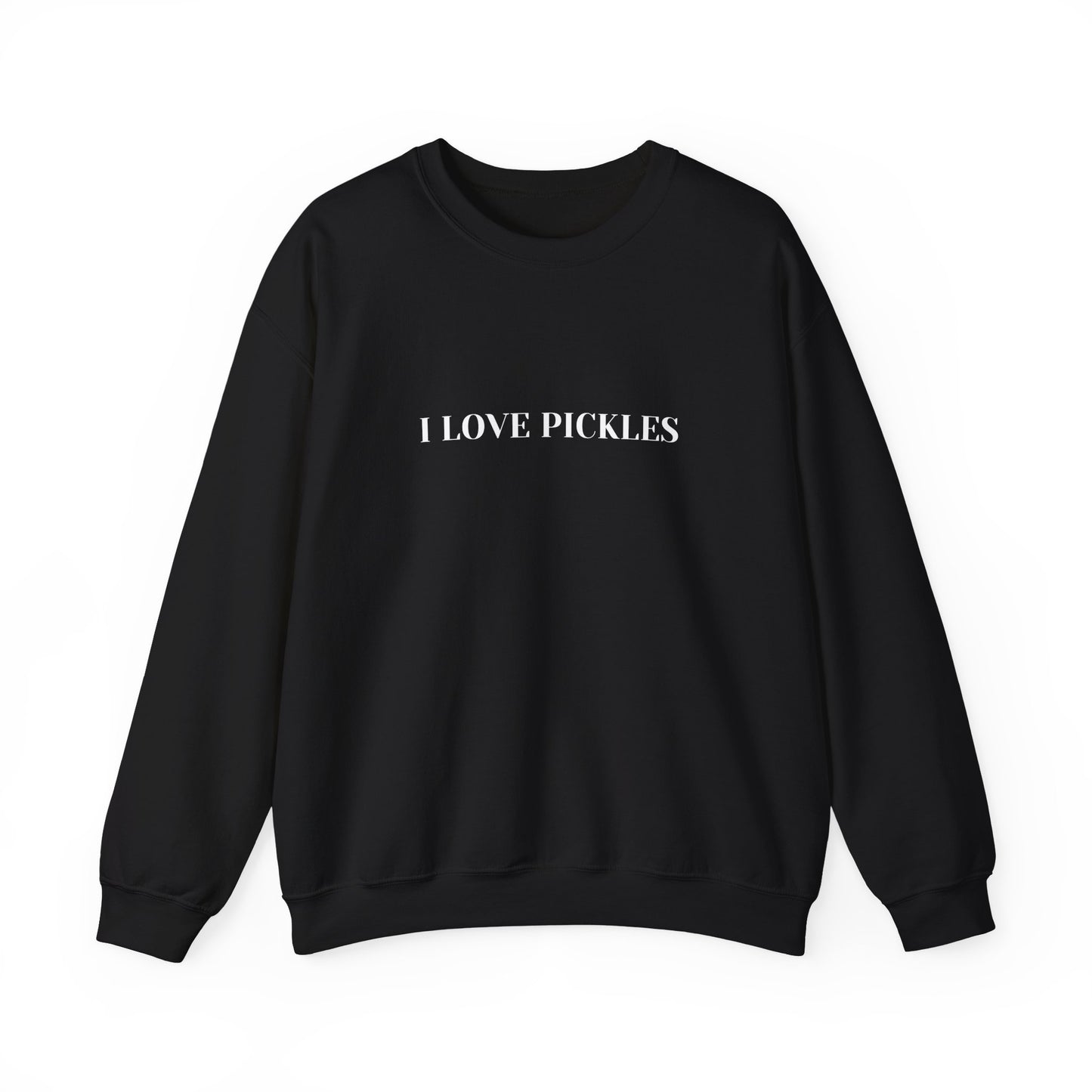 I Love Pickles Crewneck Sweatshirt, Green Unisex Sweater, Pickle Lover Gift, Funny Foodie Jumper, Pickle Fans Apparel, Food Pun Pullover