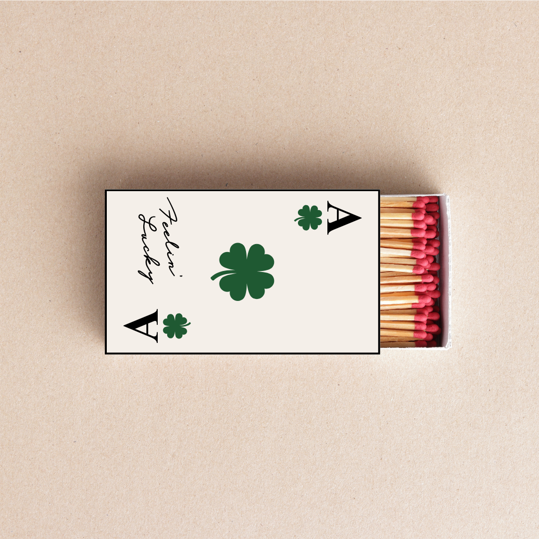 Feelin’ Lucky Matchbox – Shamrock Playing Card Matchbox, St. Patrick’s Day Favor, Casino Party Decor, Wedding & Bachelor Party Matches
