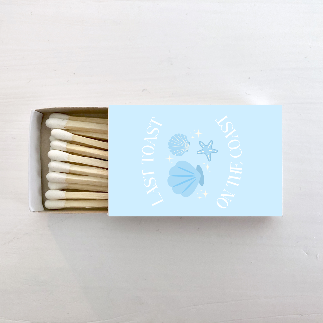 Last Toast On The Coast Custom Matchboxes Beach Bachelorette Party Favors, Coastal Bridal Shower Decor, Destination Wedding Matches