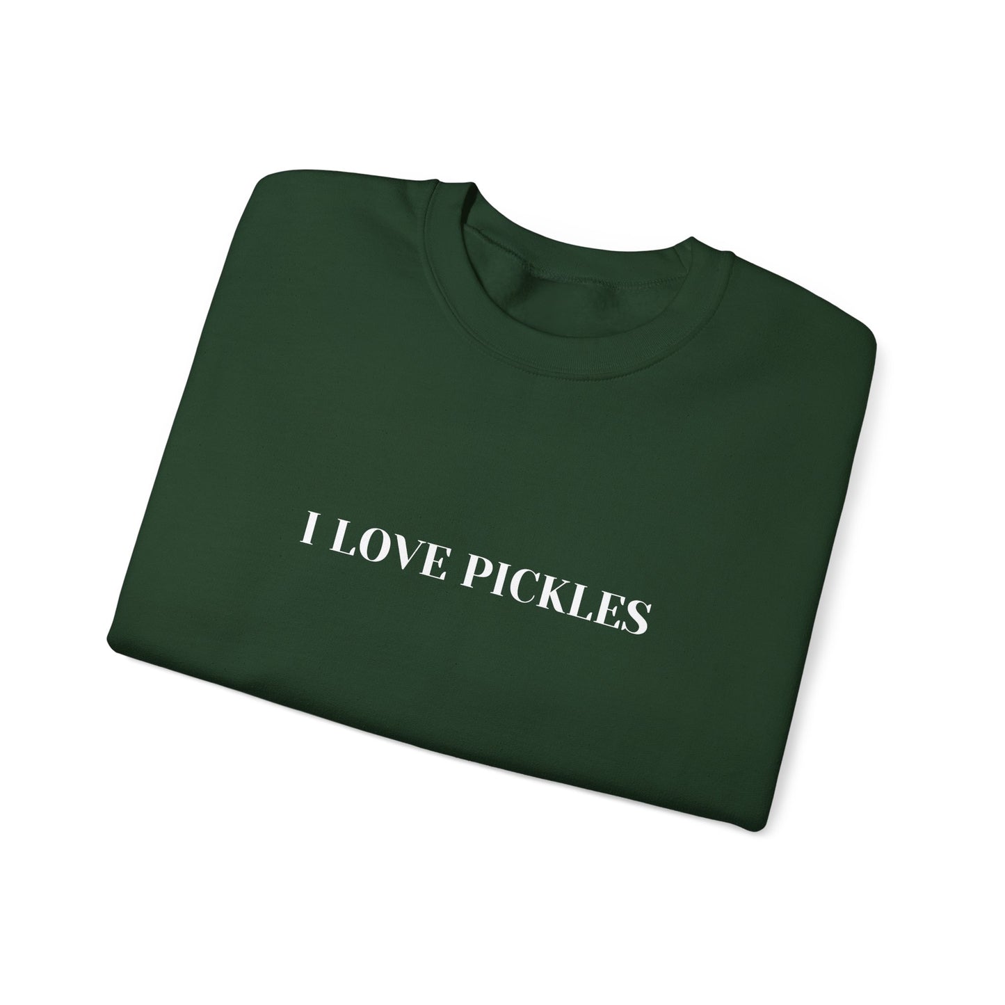 I Love Pickles Crewneck Sweatshirt, Green Unisex Sweater, Pickle Lover Gift, Funny Foodie Jumper, Pickle Fans Apparel, Food Pun Pullover