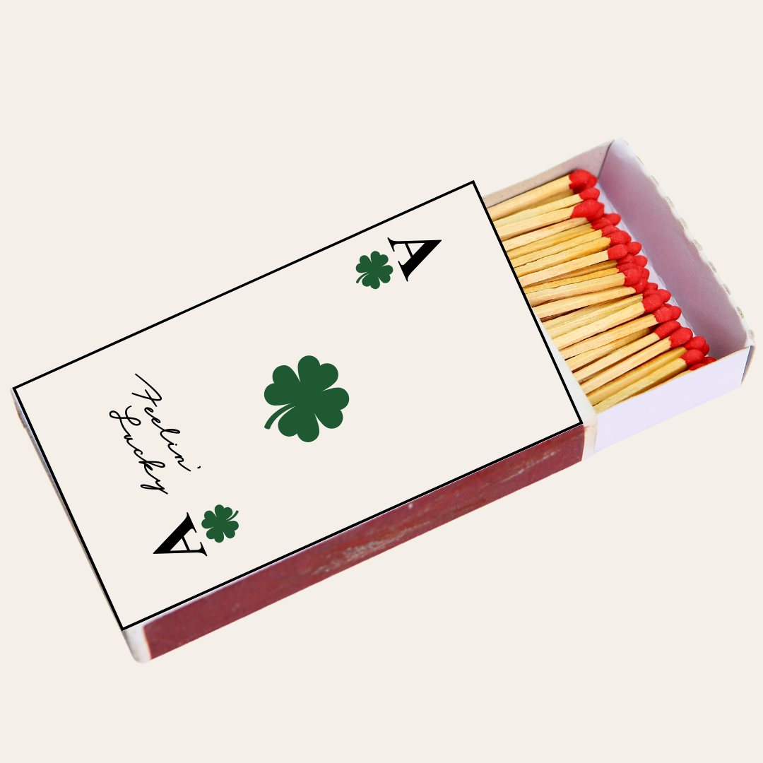 Feelin’ Lucky Matchbox – Shamrock Playing Card Matchbox, St. Patrick’s Day Favor, Casino Party Decor, Wedding & Bachelor Party Matches