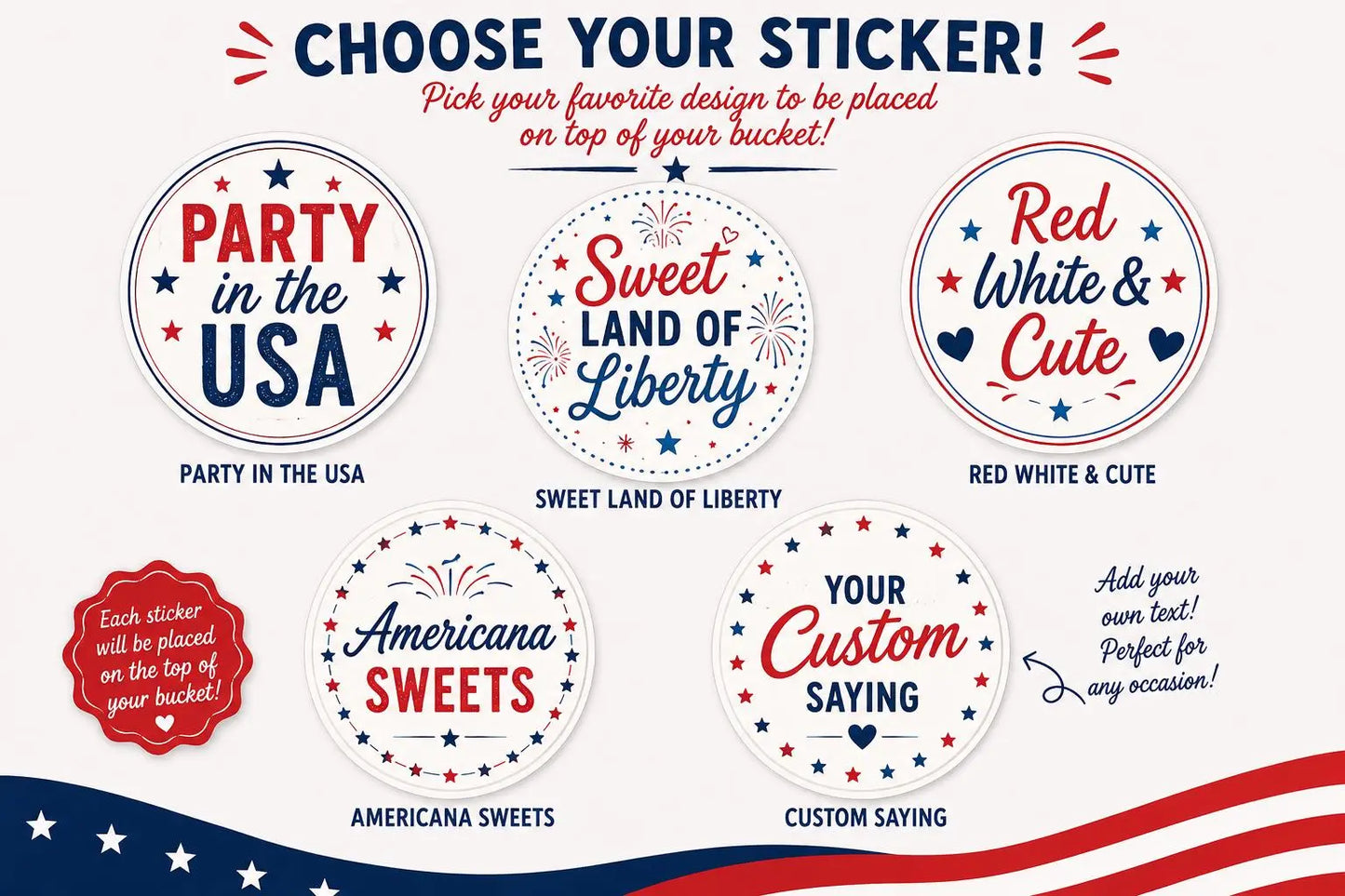 4th of July Candy Buckets Patriotic Party Favors Red White & Blue Candy Mix Party in the USA Favor Buckets BBQ Party Treats Twentynine Luxury
