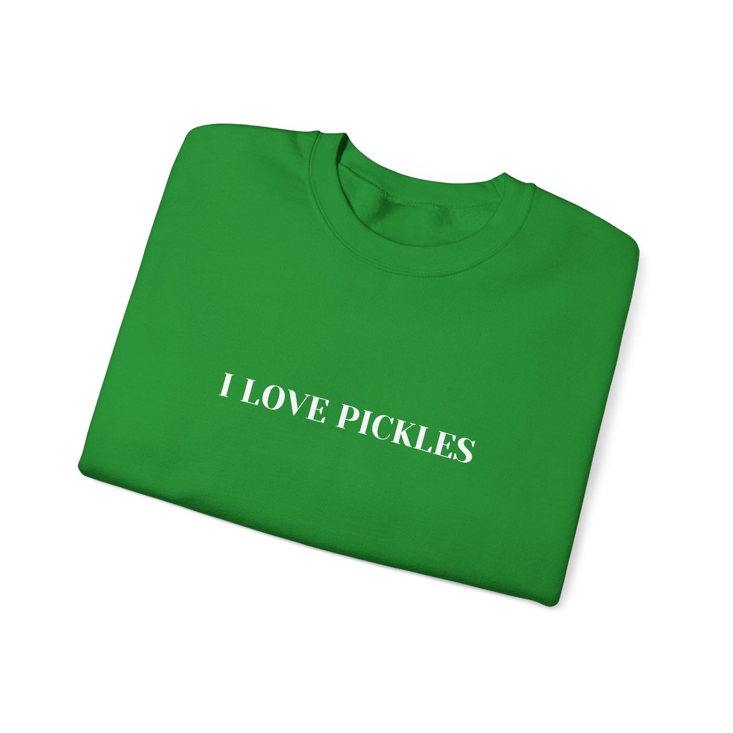 I Love Pickles Crewneck Sweatshirt, Green Unisex Sweater, Pickle Lover Gift, Funny Foodie Jumper, Pickle Fans Apparel, Food Pun Pullover