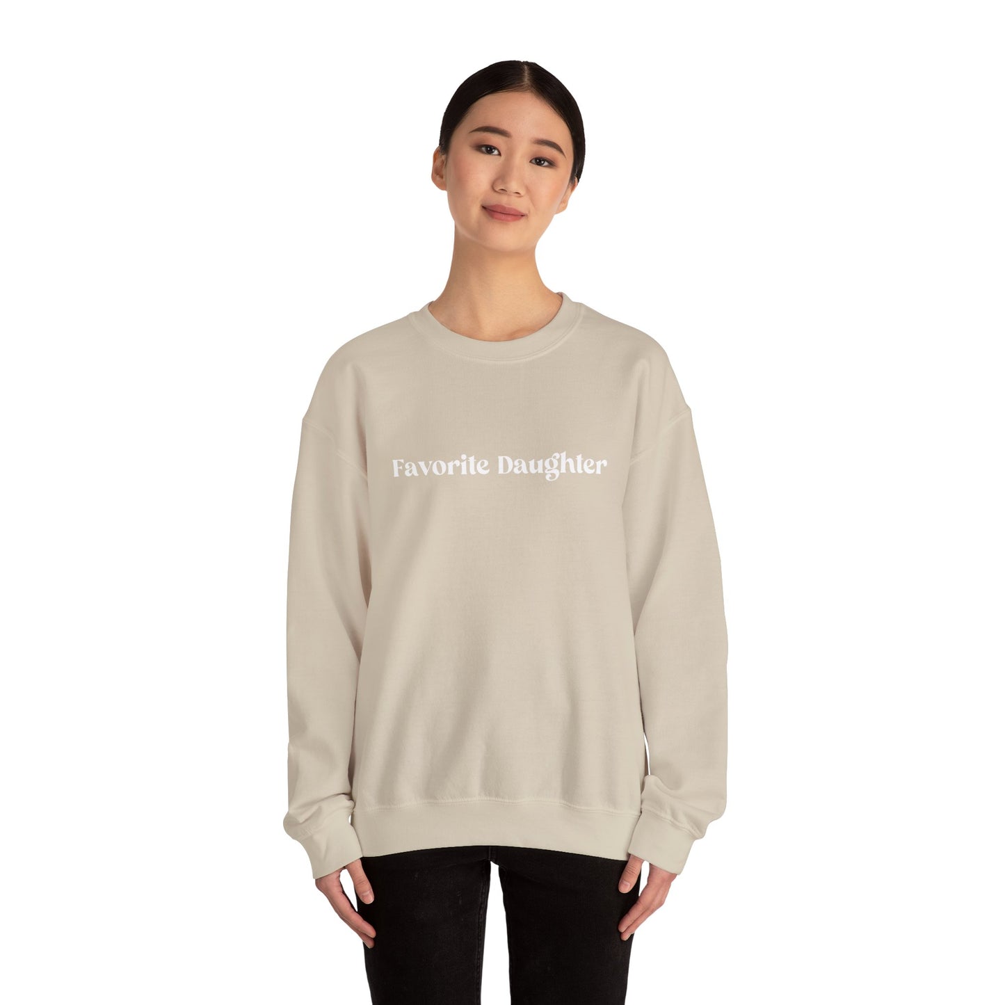 Favorite Daughter Crewneck Sweatshirt, Cozy Gift for Daughters, Family Sweatshirt, Casual Wear, Birthday, Holidays, Comfortable Style