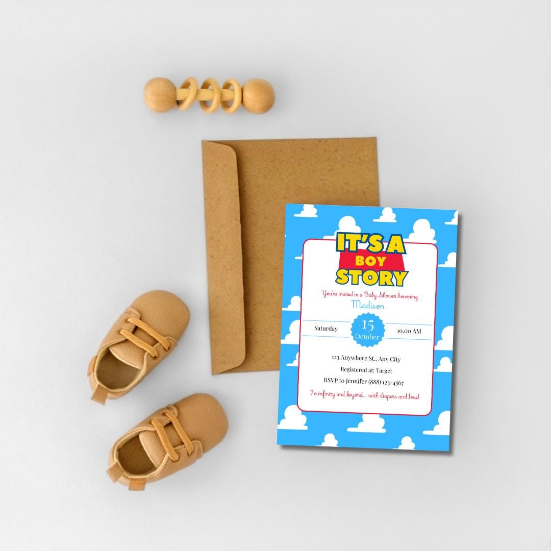 It’s A Boy Story Baby Shower Invitation Toy‑Inspired Editable Template Twentynine Luxury