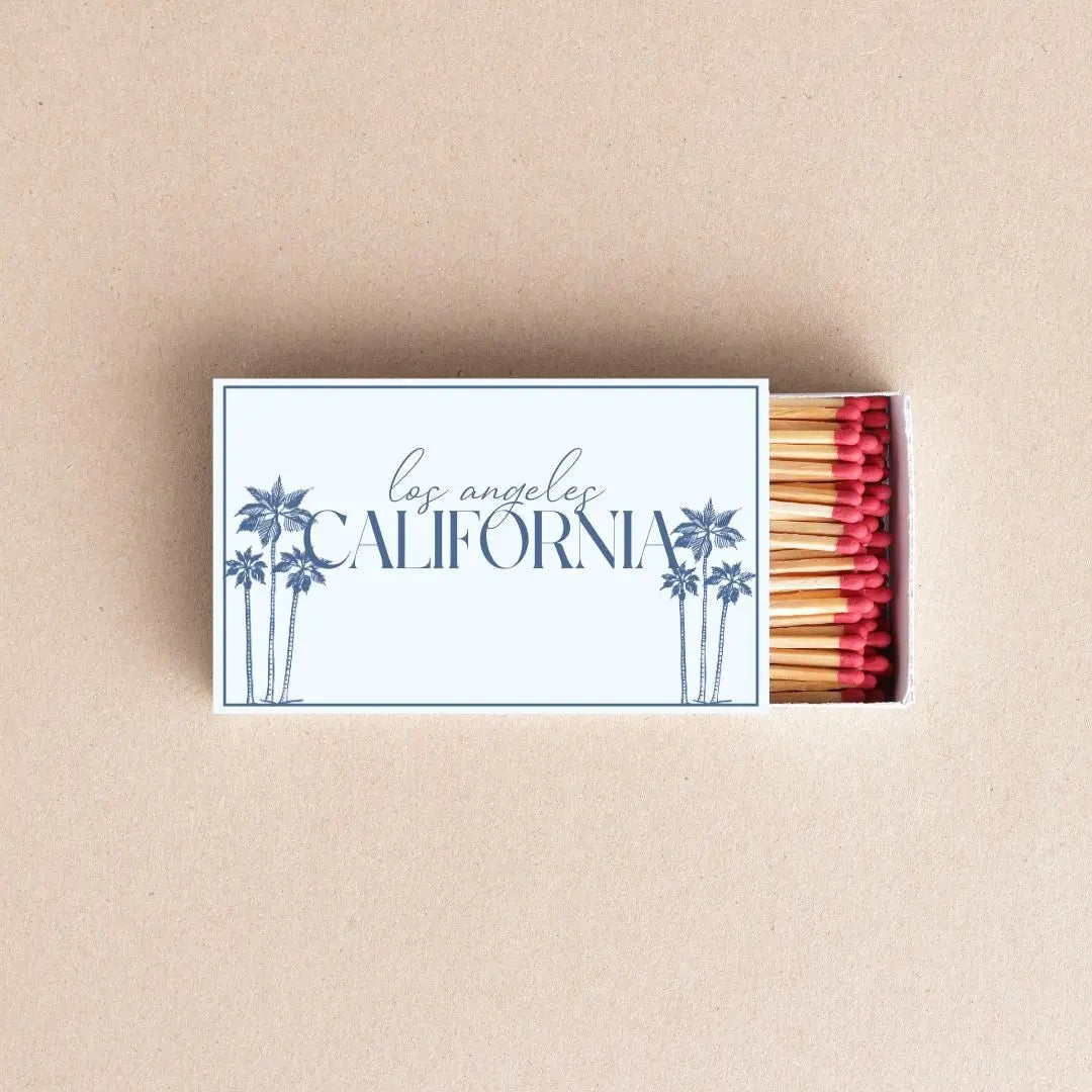 California Matchboxes Custom Beach Themed Party Favors Palm Tree Lifeguard Tower Design Los Angeles Newport Beach Options Twentynine Luxury