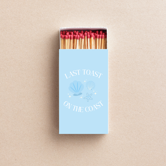 Last Toast On The Coast Custom Matchboxes Beach Bachelorette Party Favors, Coastal Bridal Shower Decor, Destination Wedding Matches