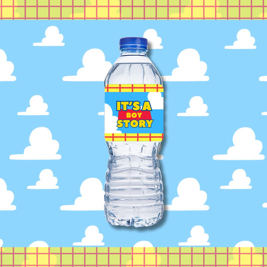 It's A Boy Story Water Bottle Labels Baby Shower Printable Digital Download Twentynine Luxury