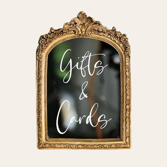 Gifts & Cards Vinyl Mirror Label Wedding Reception Sign Event Vinyl Decal for Mirrors, Acrylic Signs, or Glass