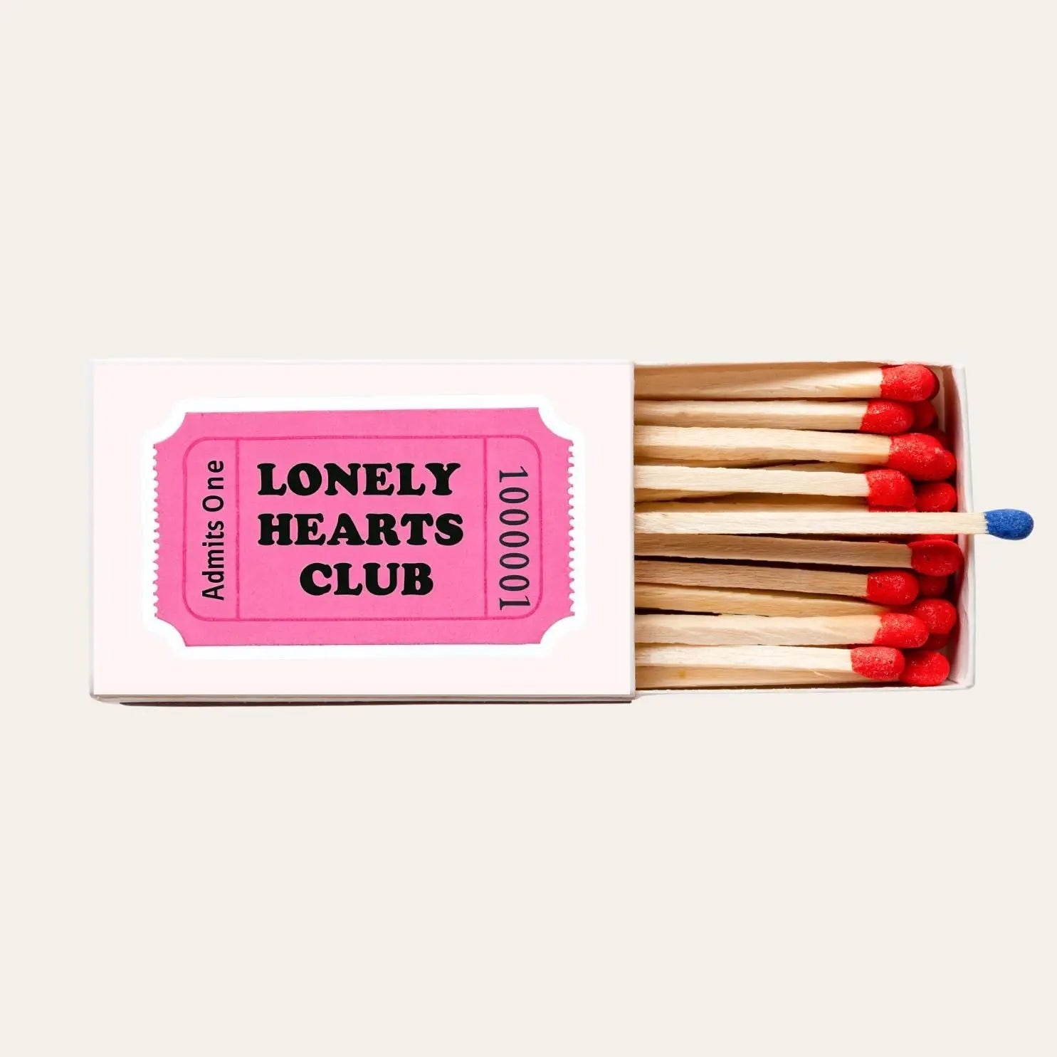 Lonely Hearts Club Matchboxes Fun Pink Ticket Design, Unique Wedding and Party Favors, Quirky Gifts for Events & Decor Twentynine Luxury