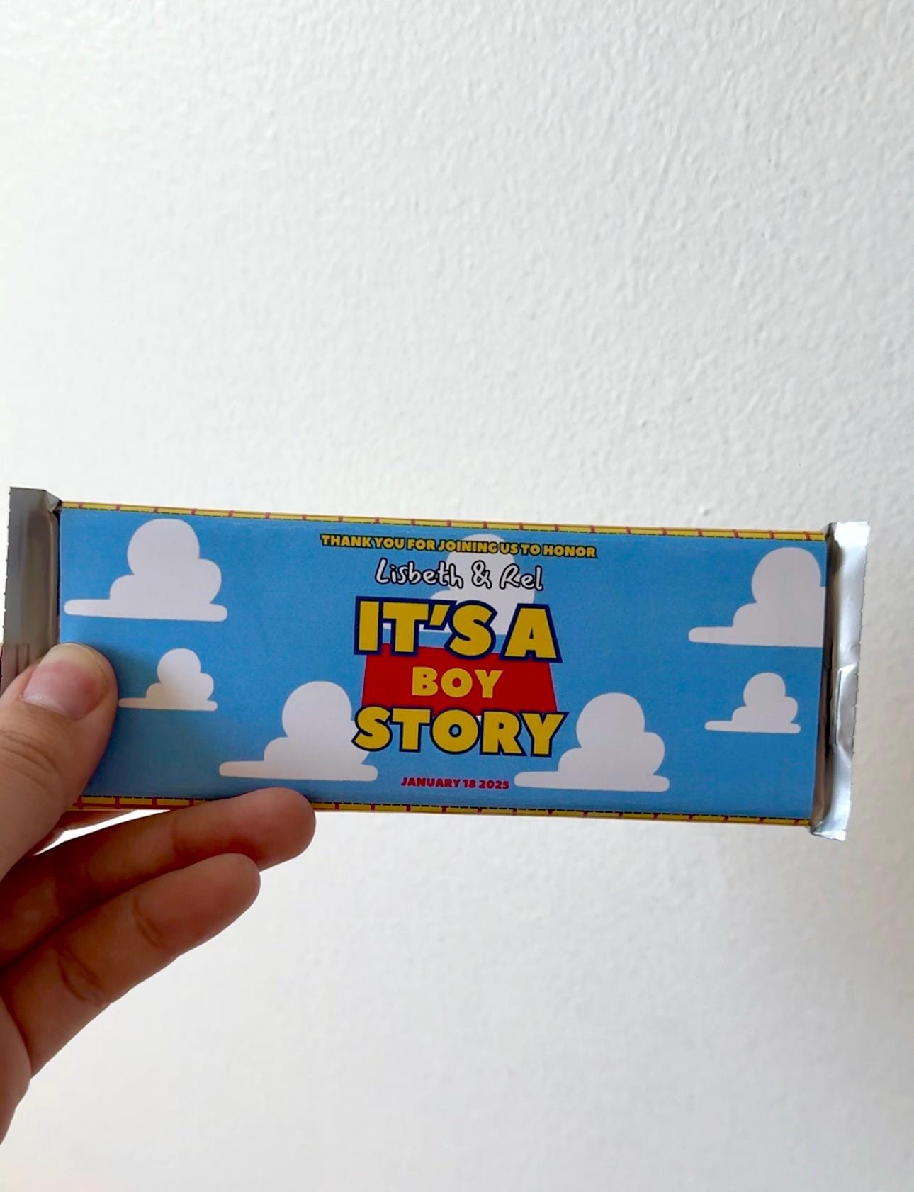 It’s a Boy Story Chocolate Bar Wrapper Digital Download Toy-Inspired Baby Shower Favor Editable Candy Wrapper Template for Baby Boy Shower Twentynine Luxury