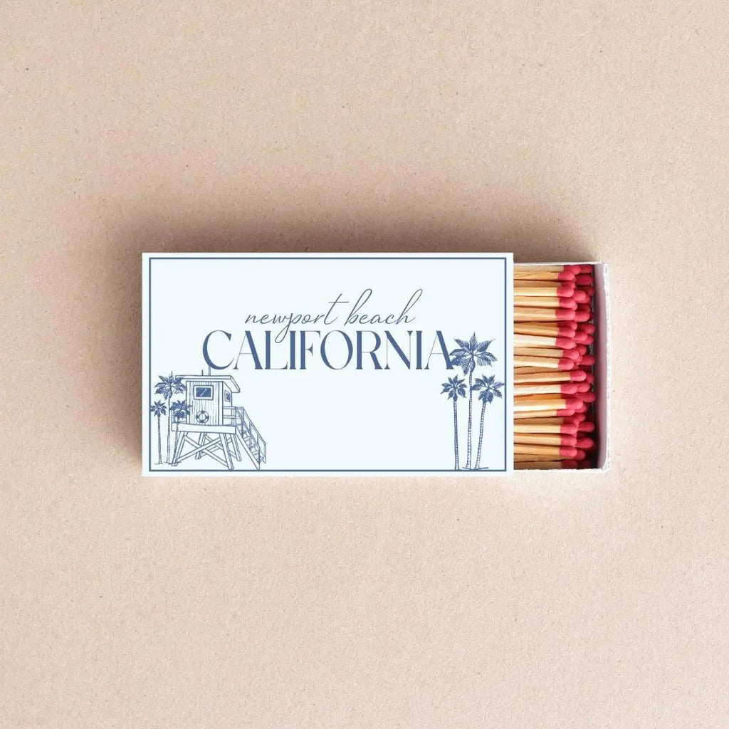 California Matchboxes Custom Beach Themed Party Favors Palm Tree Lifeguard Tower Design Los Angeles Newport Beach Options Twentynine Luxury