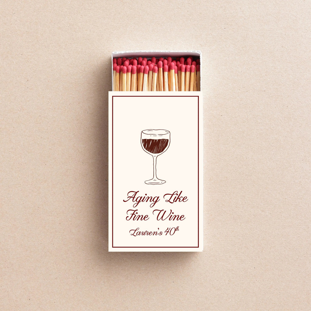 Aging Like Fine Wine Matchboxes Birthday Party Favors Wine Themed Birthday Custom Matchboxes Elegant Milestone Birthday Gifts Twentynine Luxury