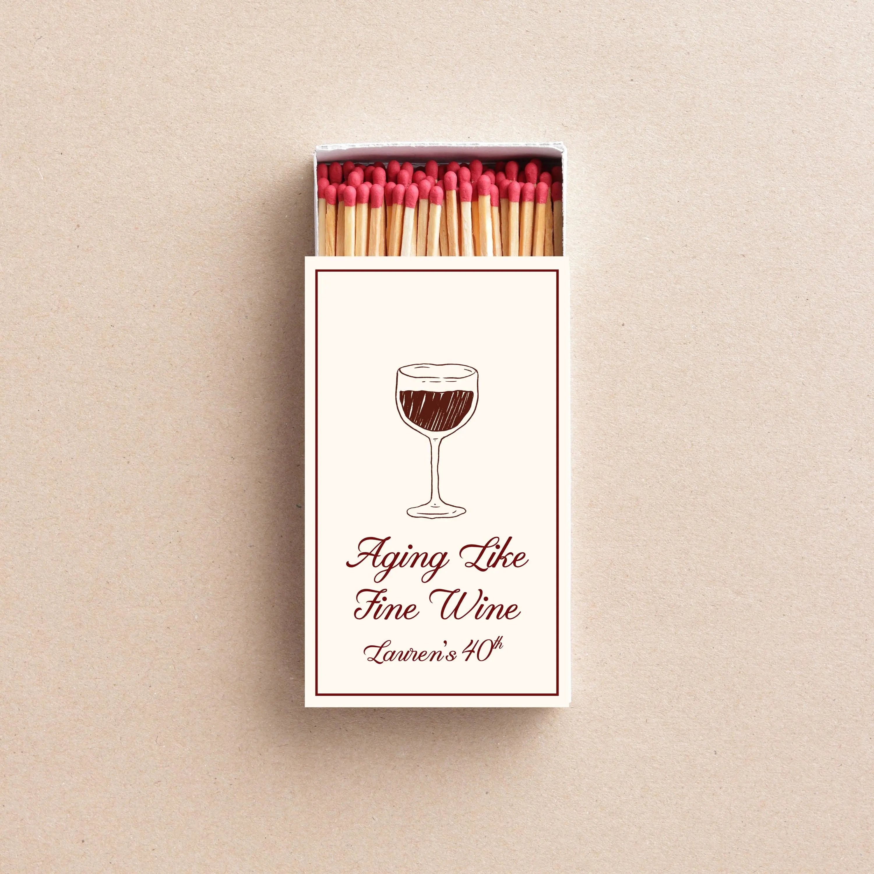 Aging Like Fine Wine Matchboxes Birthday Party Favors Wine Themed Birthday Custom Matchboxes Elegant Milestone Birthday Gifts Twentynine Luxury