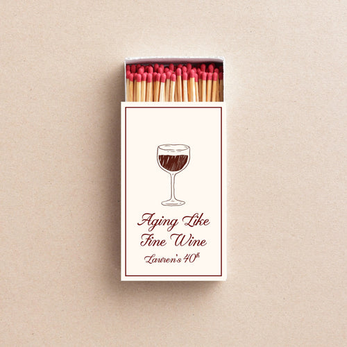 Aging Like Fine Wine Matchboxes Birthday Party Favors Wine Themed Birthday Custom Matchboxes Elegant Milestone Birthday Gifts Twentynine Luxury