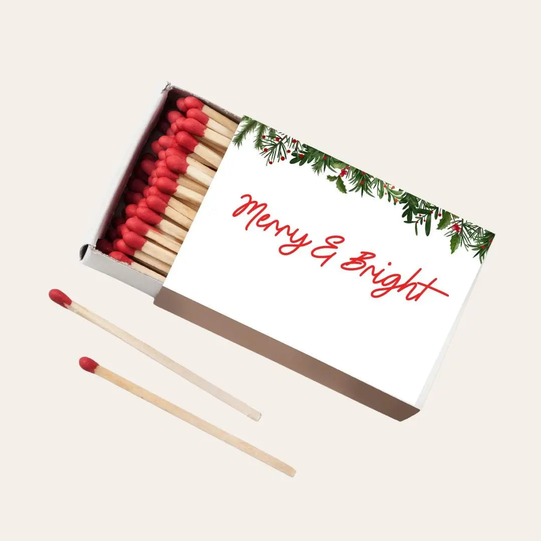 Merry & Bright Christmas Matchboxes – Personalized Holiday Party Favors Twentynine Luxury