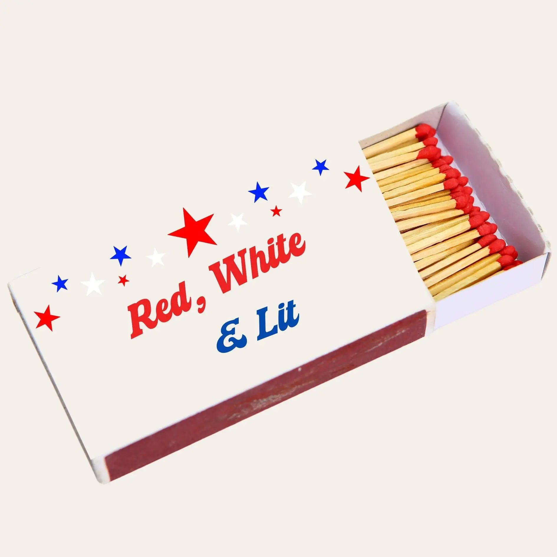 Red White & Lit Matchbox Patriotic Party Favors, Fourth of July Matches, Memorial Day Decor, BBQ and Bonfire Accessories Twentynine Luxury