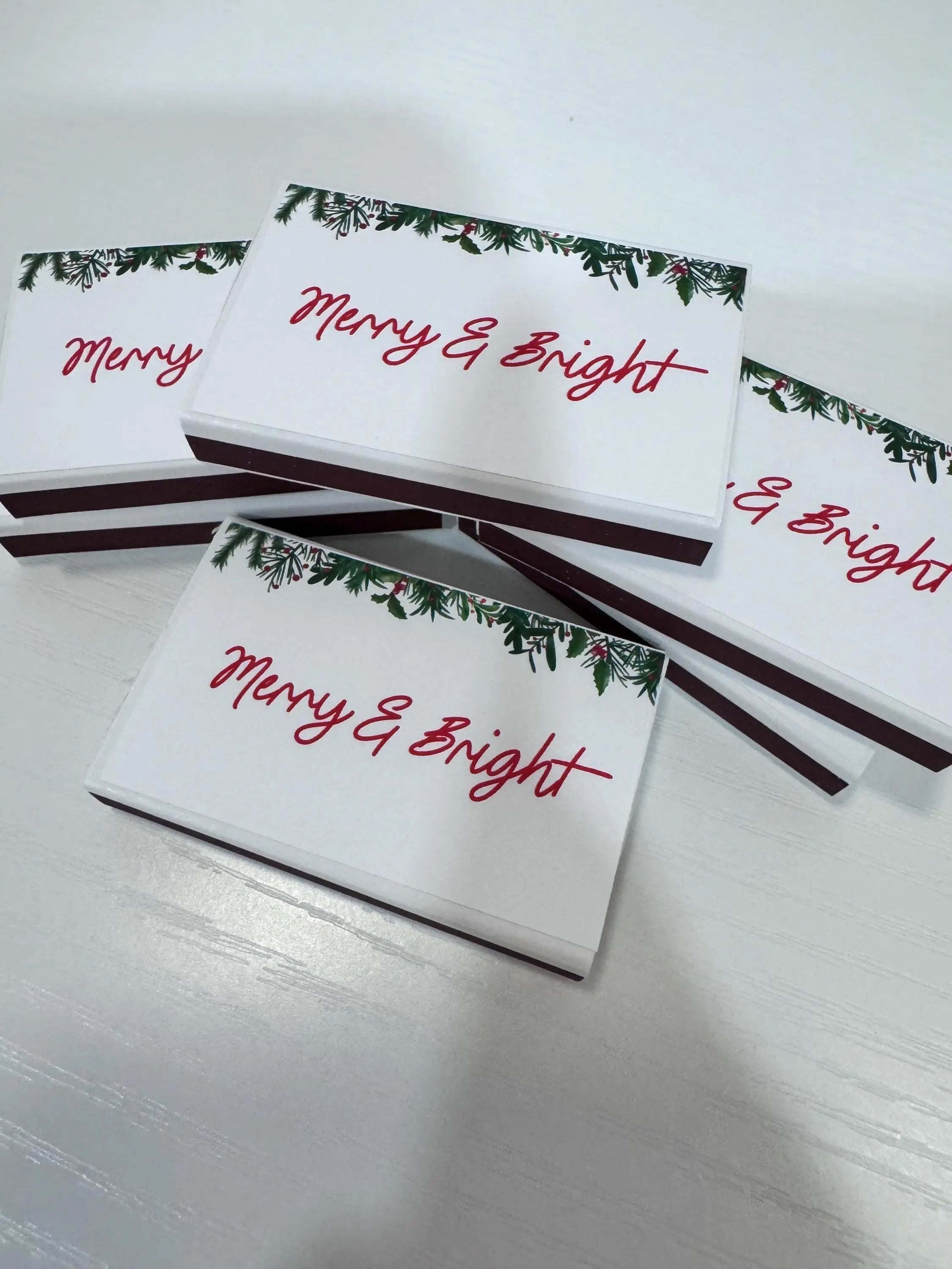 Merry & Bright Christmas Matchboxes – Personalized Holiday Party Favors Twentynine Luxury