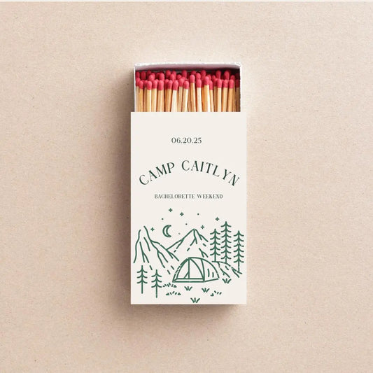 Camp Bachelorette Matchboxes – Custom Campfire Bachelorette Party Favors Twentynine Luxury
