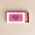 Lonely Hearts Club Matchboxes Fun Pink Ticket Design, Unique Wedding and Party Favors, Quirky Gifts for Events & Decor Twentynine Luxury