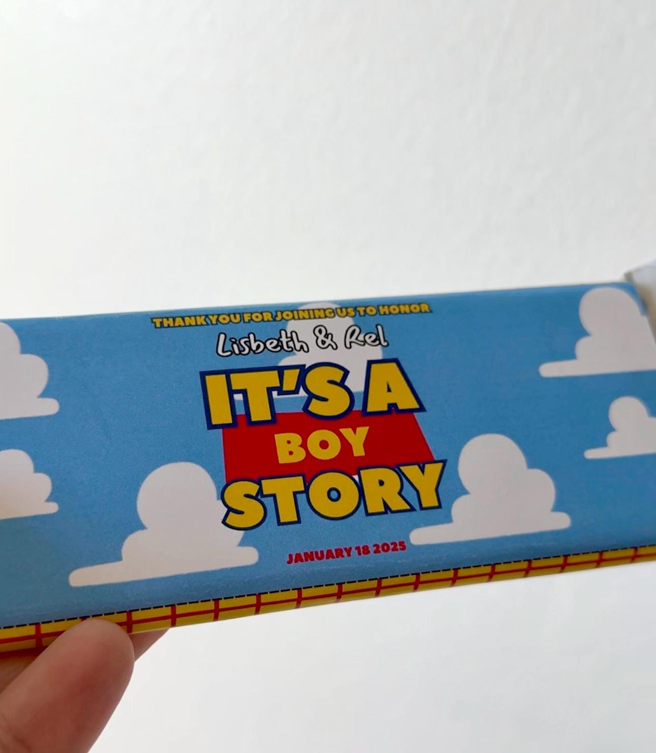 It’s a Boy Story Chocolate Bar Wrapper Digital Download Toy-Inspired Baby Shower Favor Editable Candy Wrapper Template for Baby Boy Shower Twentynine Luxury