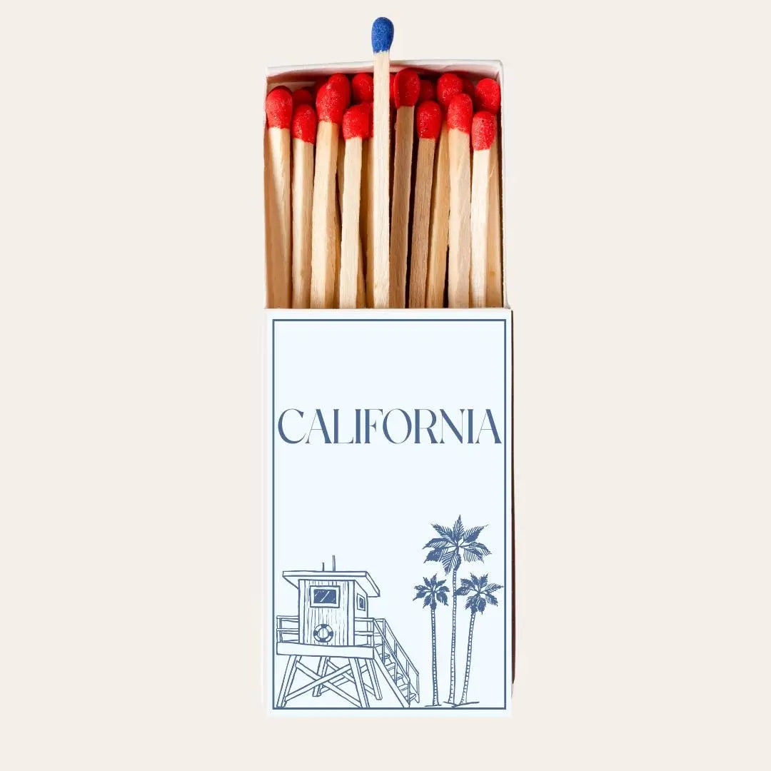 California Matchboxes Custom Beach Themed Party Favors Palm Tree Lifeguard Tower Design Los Angeles Newport Beach Options Twentynine Luxury