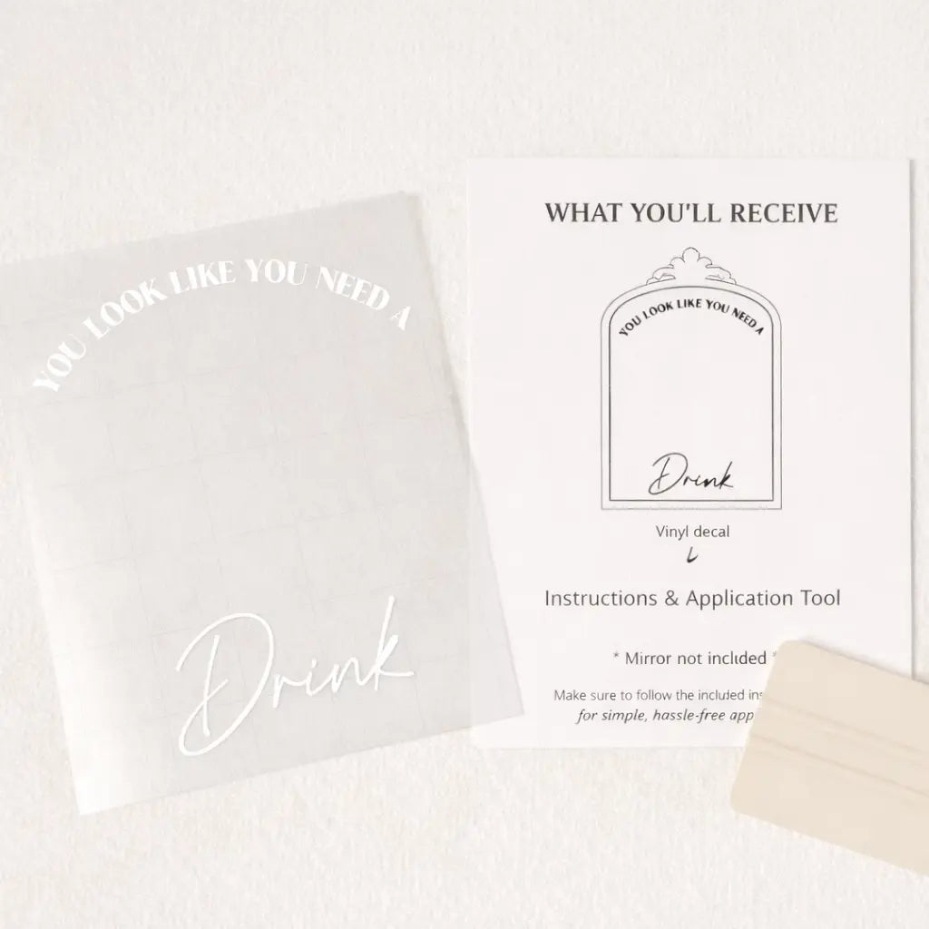 Small Mirror Decal Wedding Bar Sign “You Look Like You Need a Drink” Bridal Shower Mirror Sticker Twentynine Luxury