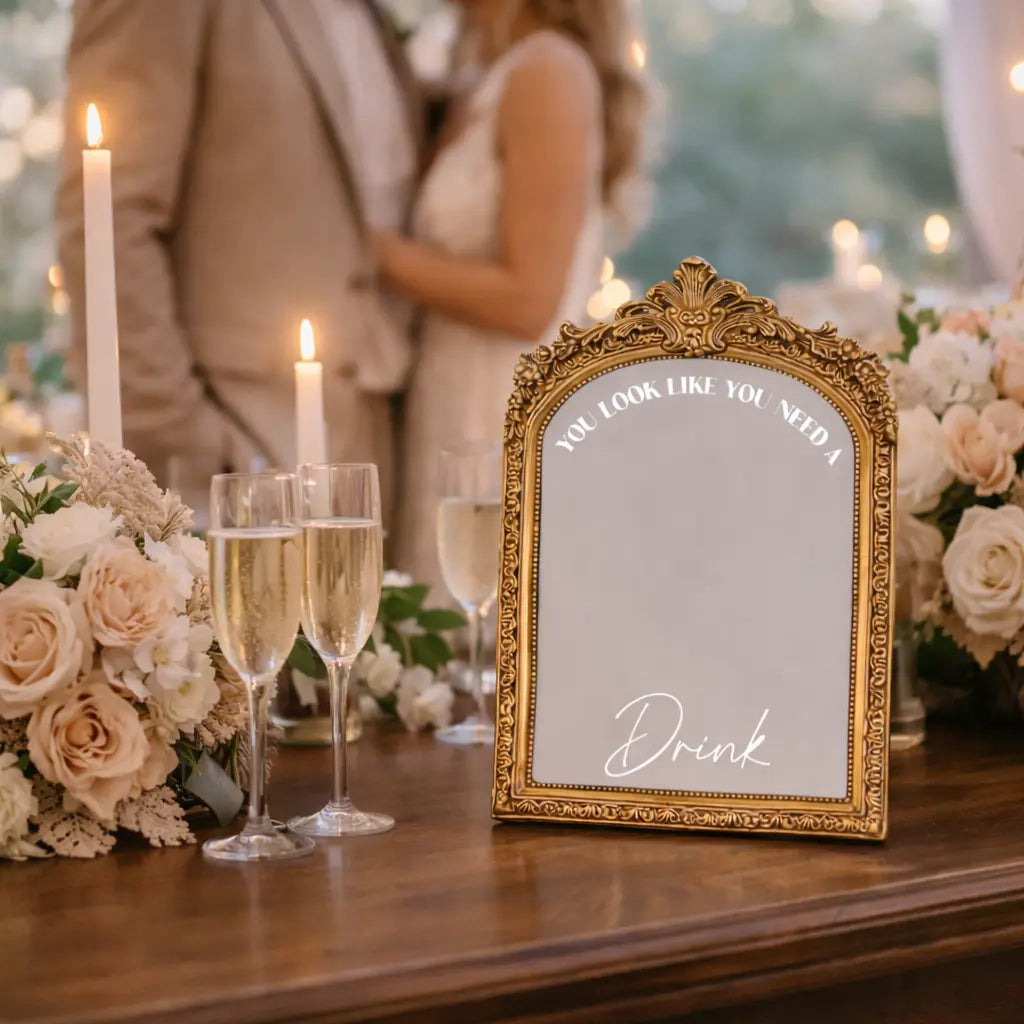 Small Mirror Decal Wedding Bar Sign “You Look Like You Need a Drink” Bridal Shower Mirror Sticker Twentynine Luxury