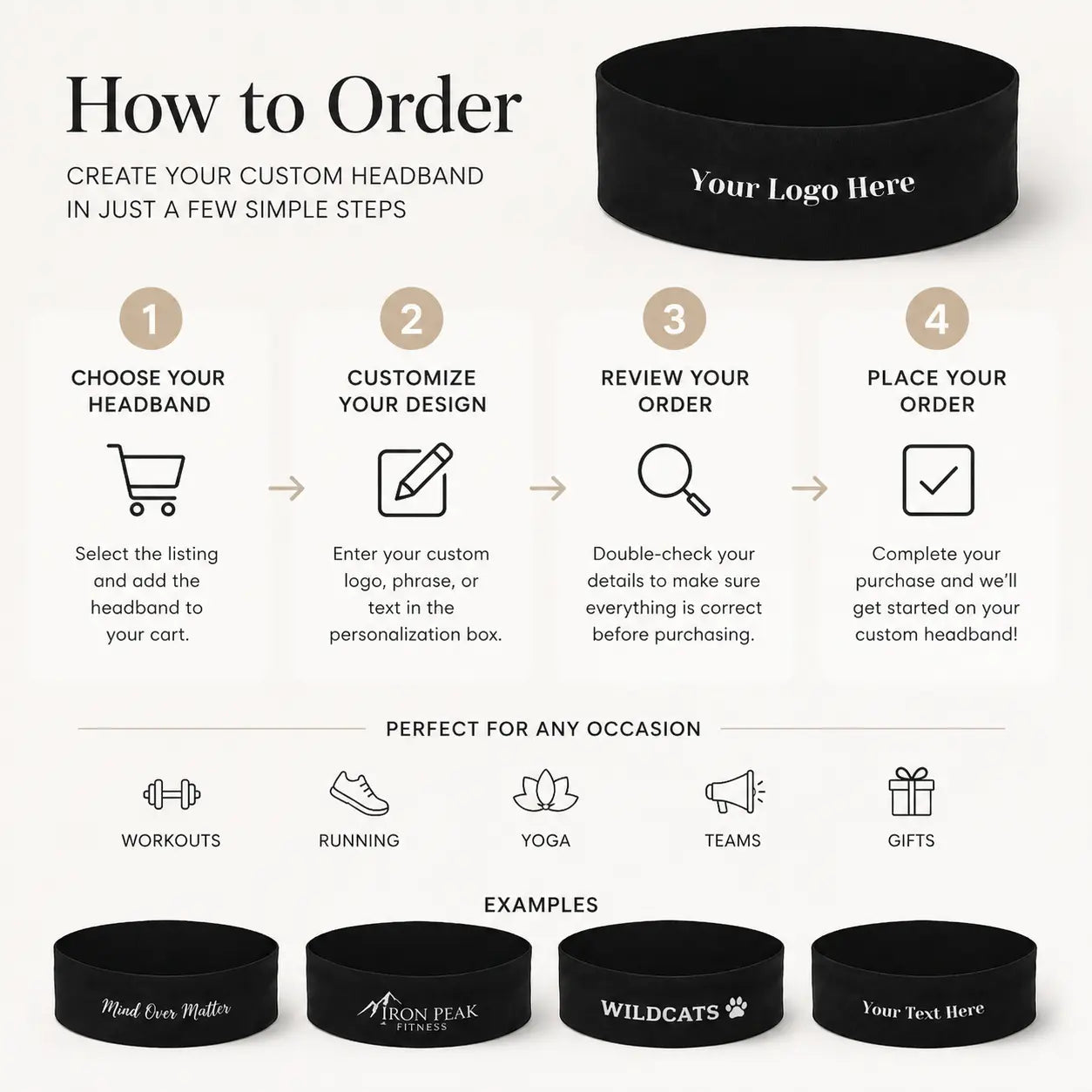 Custom Headbands with Logo Personalized Workout Headband Bachelorette Party Favors Team Headbands Custom Text Headband Twentynine Luxury