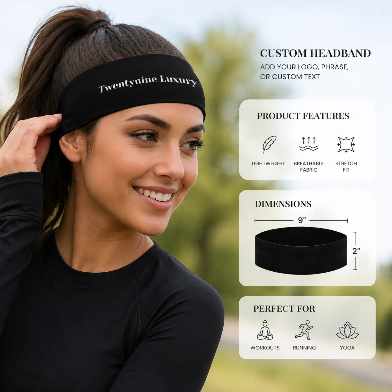 Custom Headbands with Logo Personalized Workout Headband Bachelorette Party Favors Team Headbands Custom Text Headband Twentynine Luxury