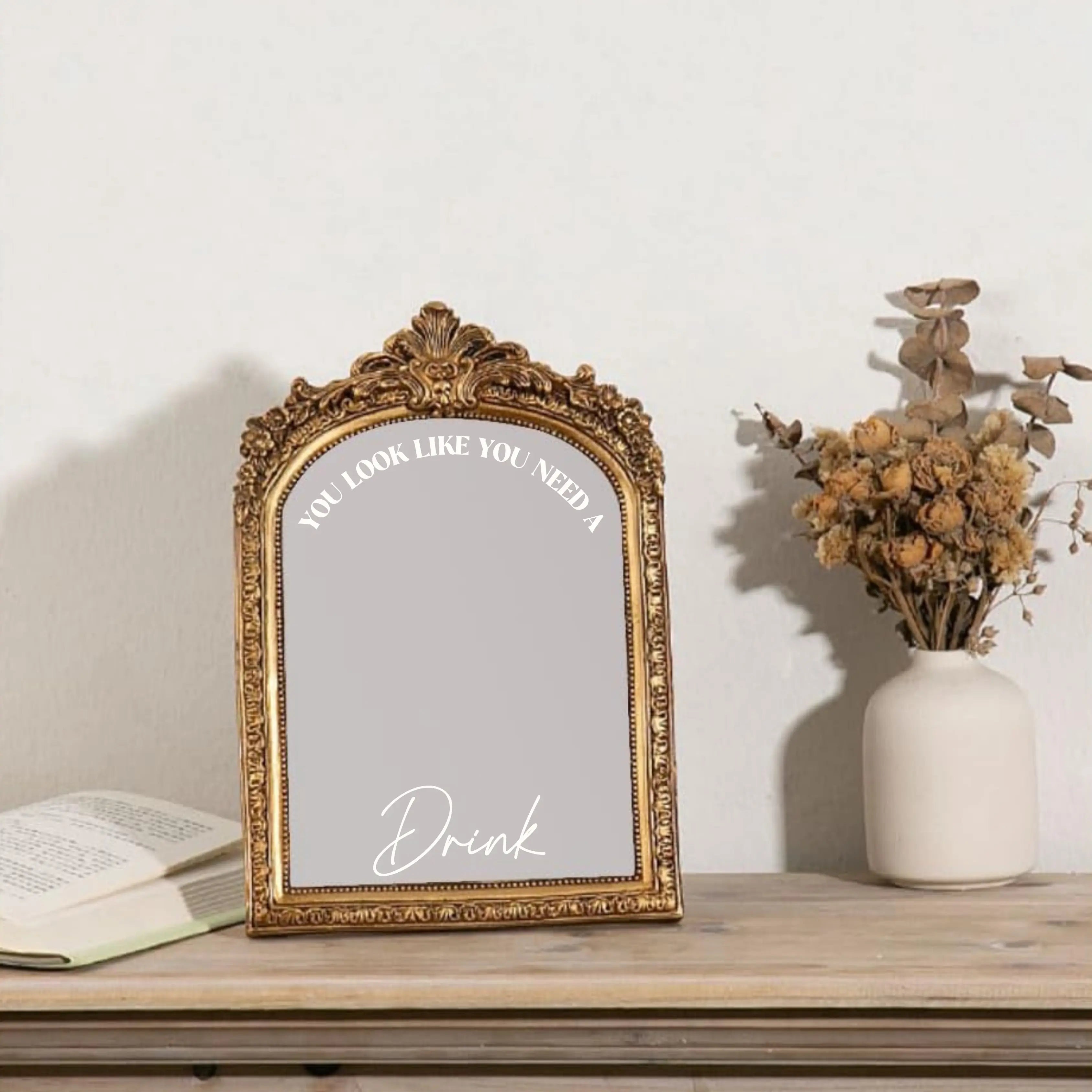 Small Mirror Decal Wedding Bar Sign “You Look Like You Need a Drink” Bridal Shower Mirror Sticker Twentynine Luxury