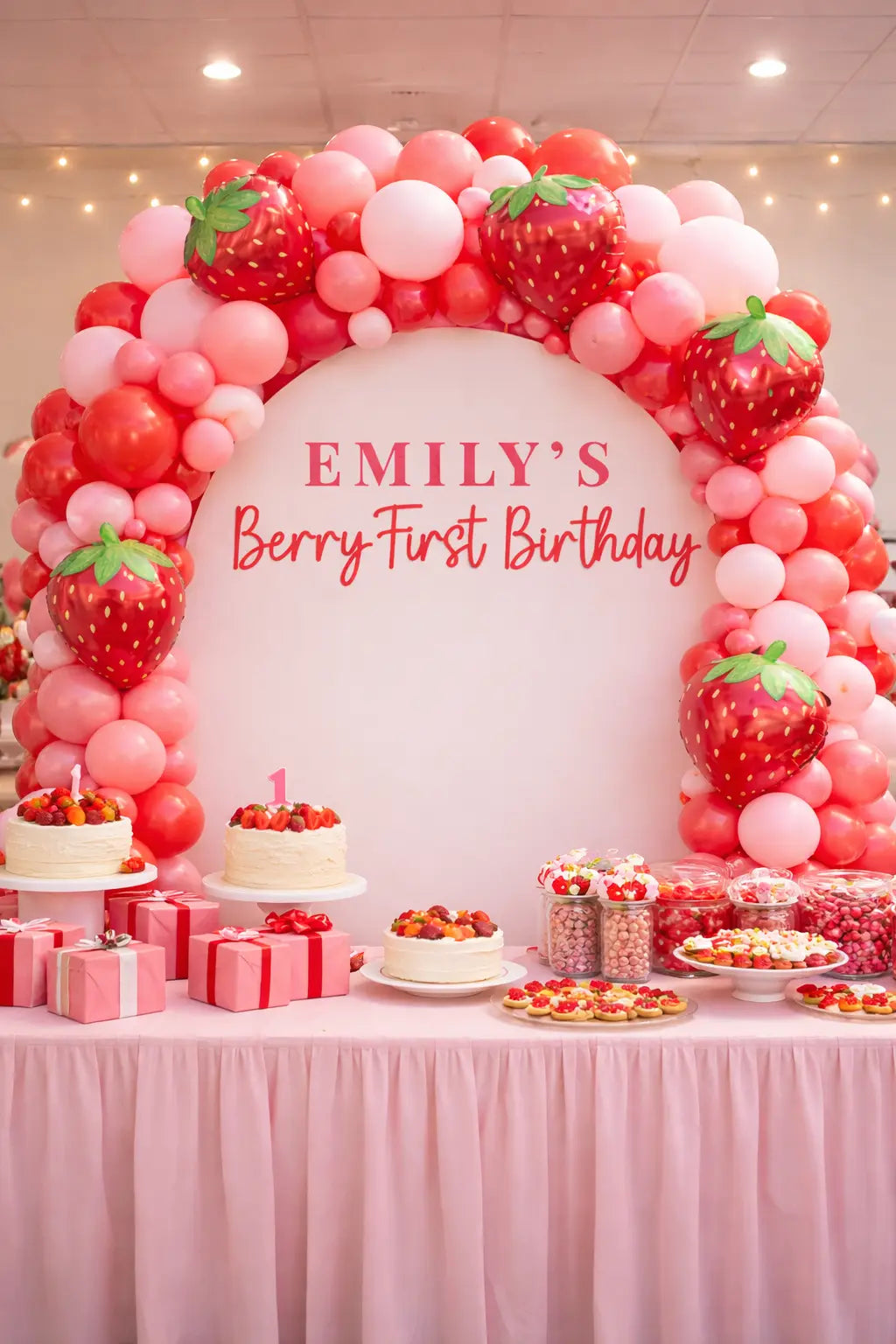 Berry First Birthday Arch Sign Strawberry First Birthday Backdrop Custom Name Birthday Sign 1st Birthday Party Decor Girl Twentynine Luxury