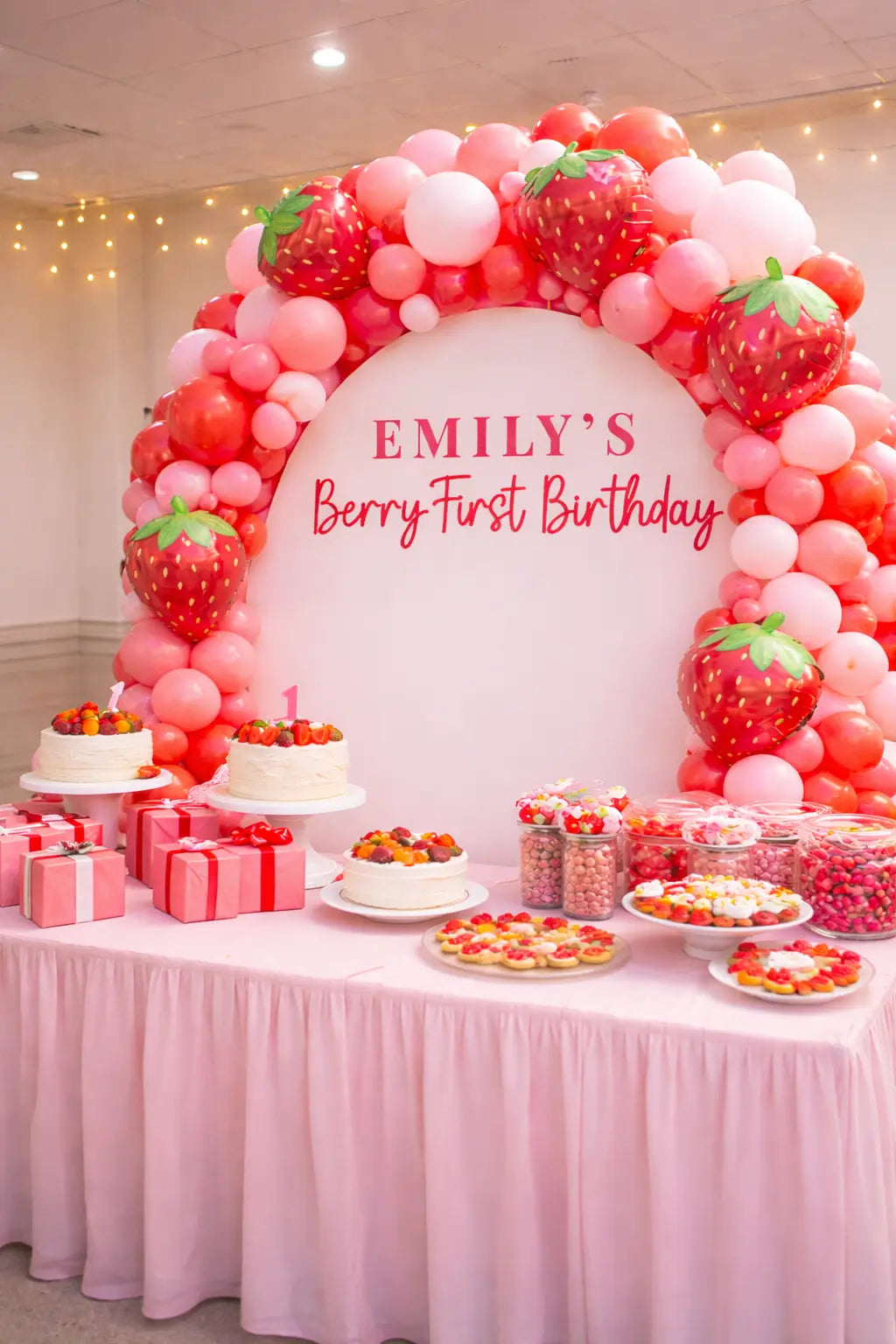 Berry First Birthday Arch Sign Strawberry First Birthday Backdrop Custom Name Birthday Sign 1st Birthday Party Decor Girl Twentynine Luxury