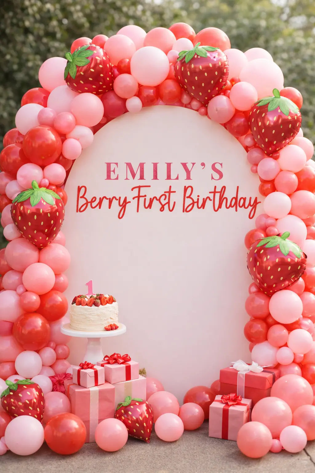 Berry First Birthday Arch Sign Strawberry First Birthday Backdrop Custom Name Birthday Sign 1st Birthday Party Decor Girl Twentynine Luxury