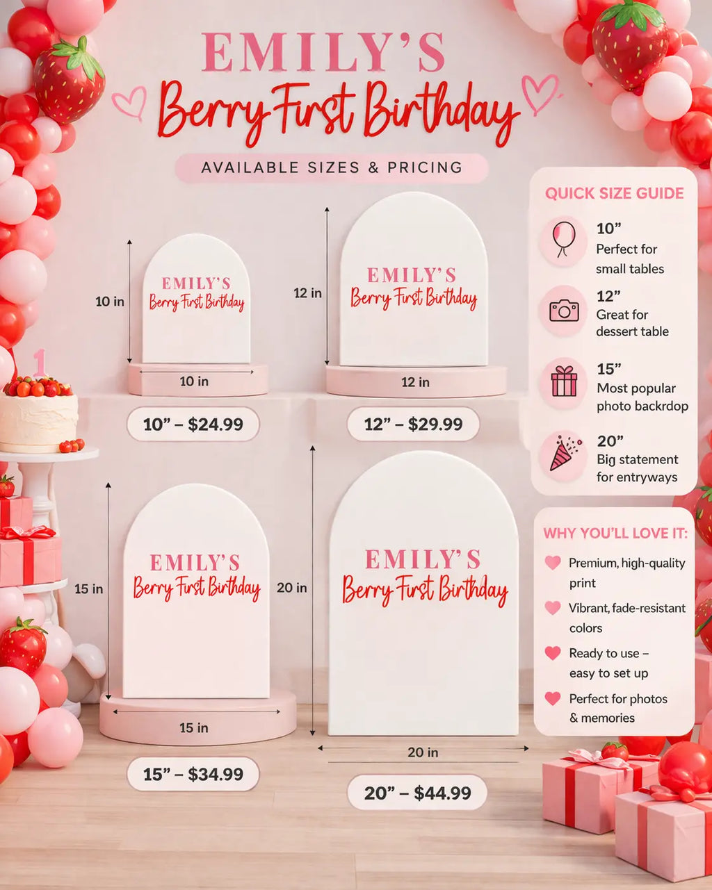 Berry First Birthday Arch Sign Strawberry First Birthday Backdrop Custom Name Birthday Sign 1st Birthday Party Decor Girl Twentynine Luxury