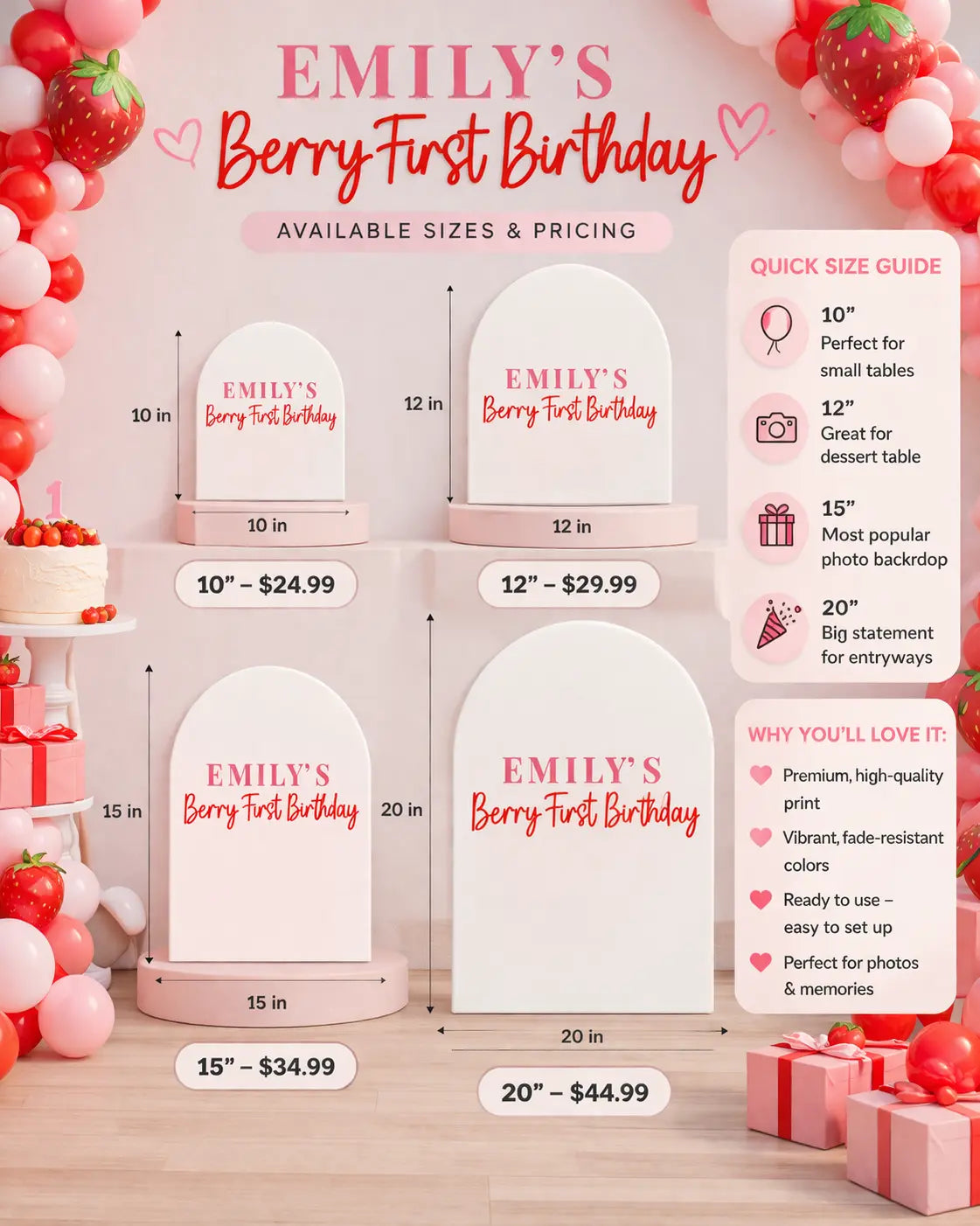 Berry First Birthday Arch Sign Strawberry First Birthday Backdrop Custom Name Birthday Sign 1st Birthday Party Decor Girl Twentynine Luxury