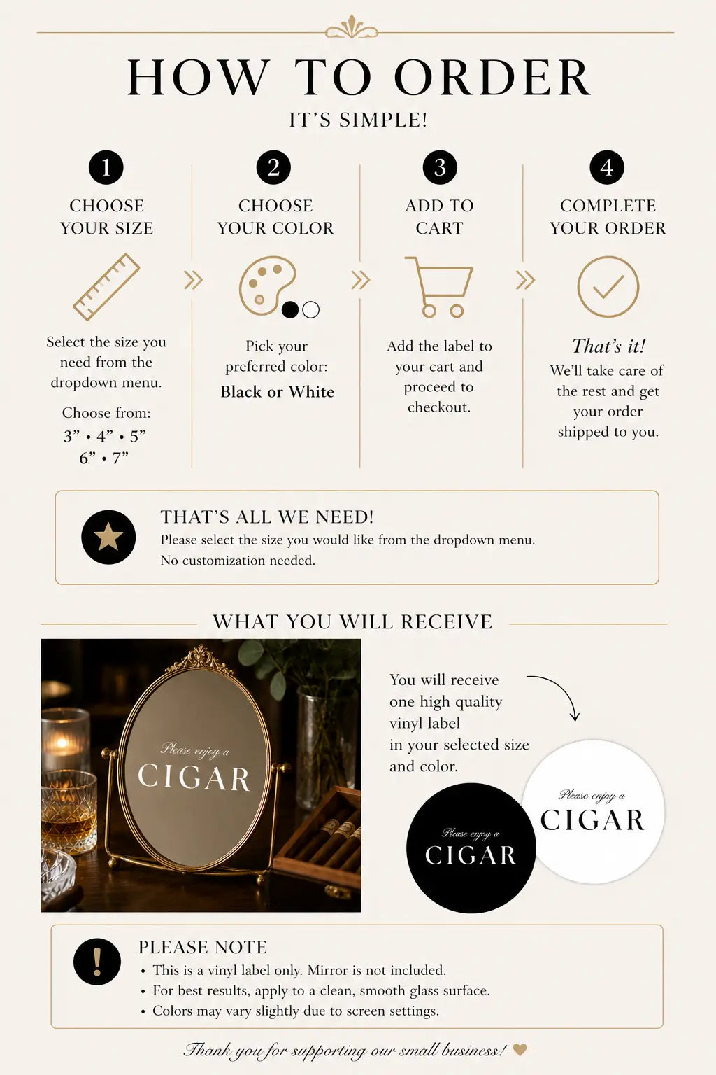 Cigar Bar Mirror Sign Wedding Cigar Bar Decor Groom’s Suite Sign Bachelor Party Decor Vinyl Mirror Label (No Customization) Twentynine Luxury