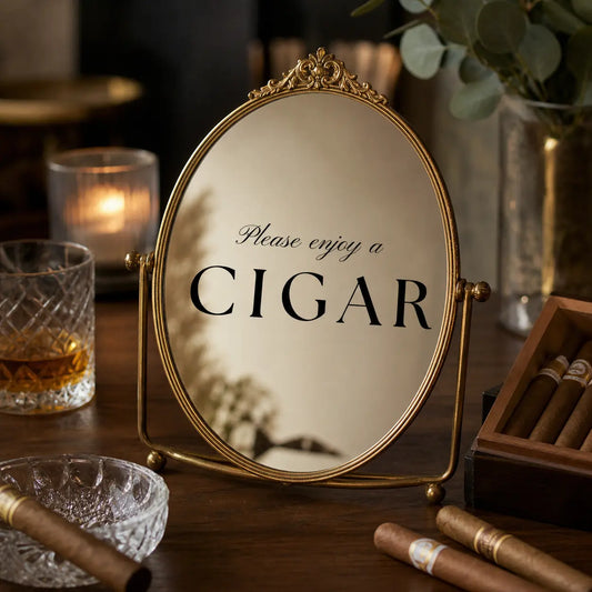 Cigar Bar Mirror Sign Wedding Cigar Bar Decor Groom’s Suite Sign Bachelor Party Decor Vinyl Mirror Label (No Customization) Twentynine Luxury