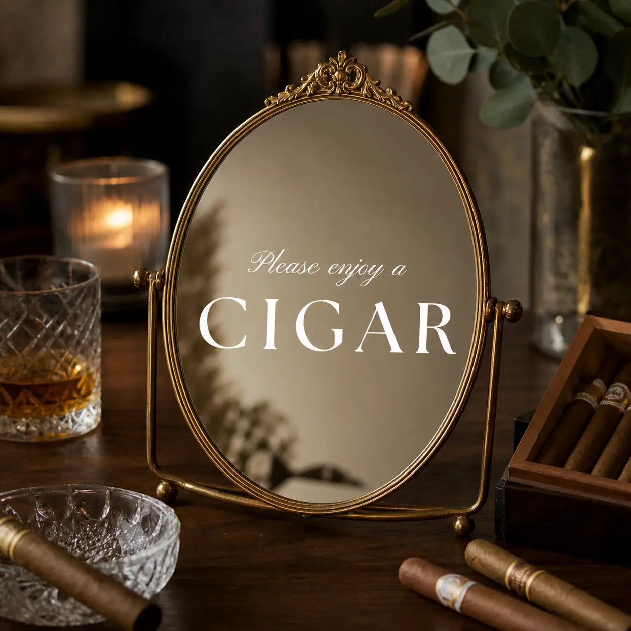 Cigar Bar Mirror Sign Wedding Cigar Bar Decor Groom’s Suite Sign Bachelor Party Decor Vinyl Mirror Label (No Customization) Twentynine Luxury