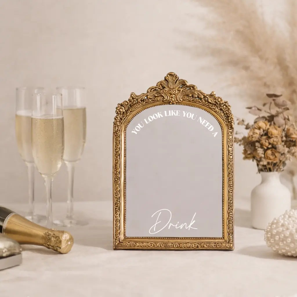 Small Mirror Decal Wedding Bar Sign “You Look Like You Need a Drink” Bridal Shower Mirror Sticker Twentynine Luxury