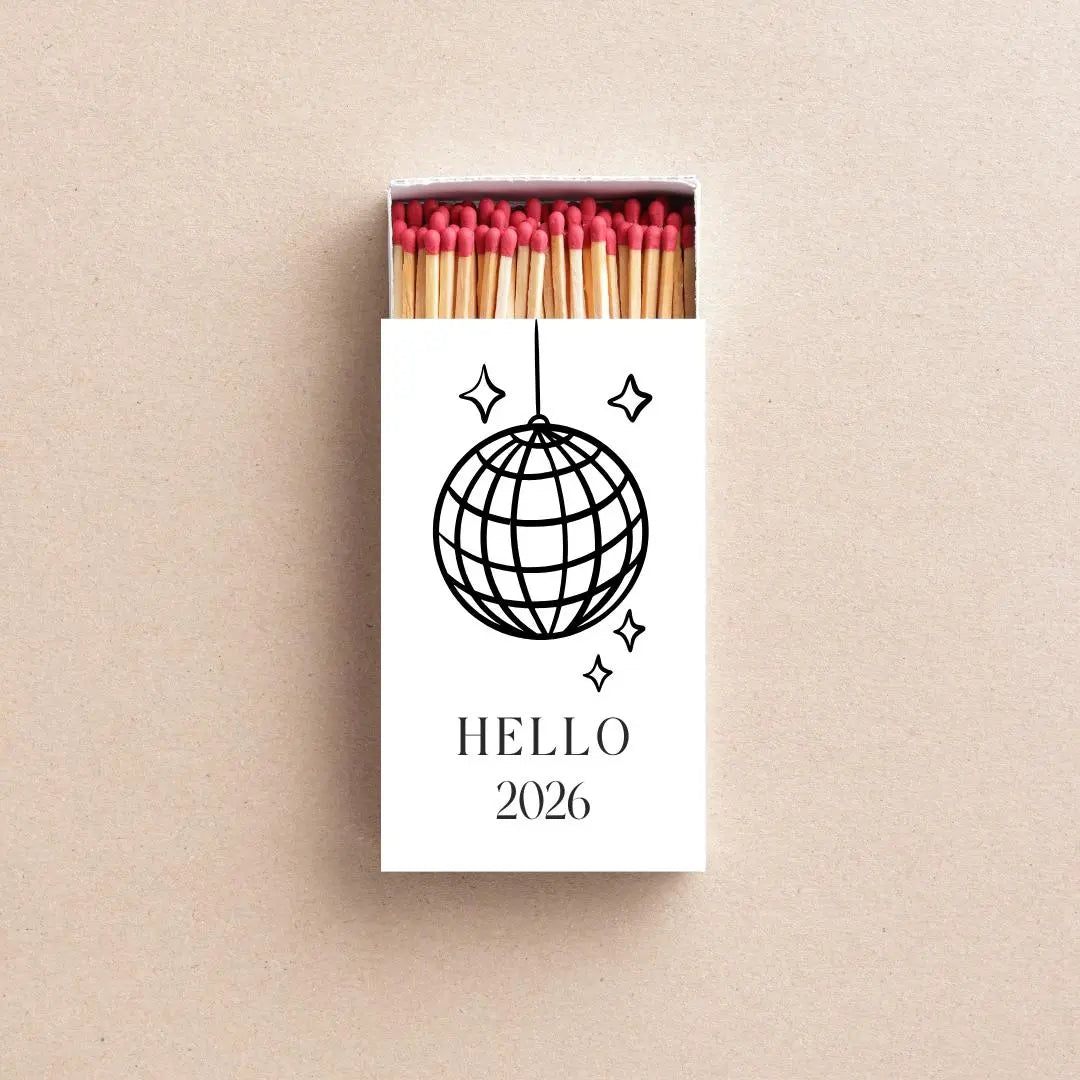 Hello 2026 Matchboxes – New Year’s Eve Party Favors & Disco Decor Twentynine Luxury