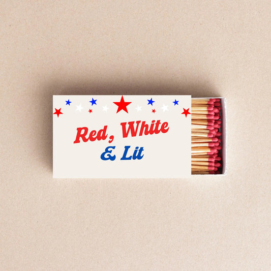 Red White & Lit Matchbox Patriotic Party Favors, Fourth of July Matches, Memorial Day Decor, BBQ and Bonfire Accessories Twentynine Luxury