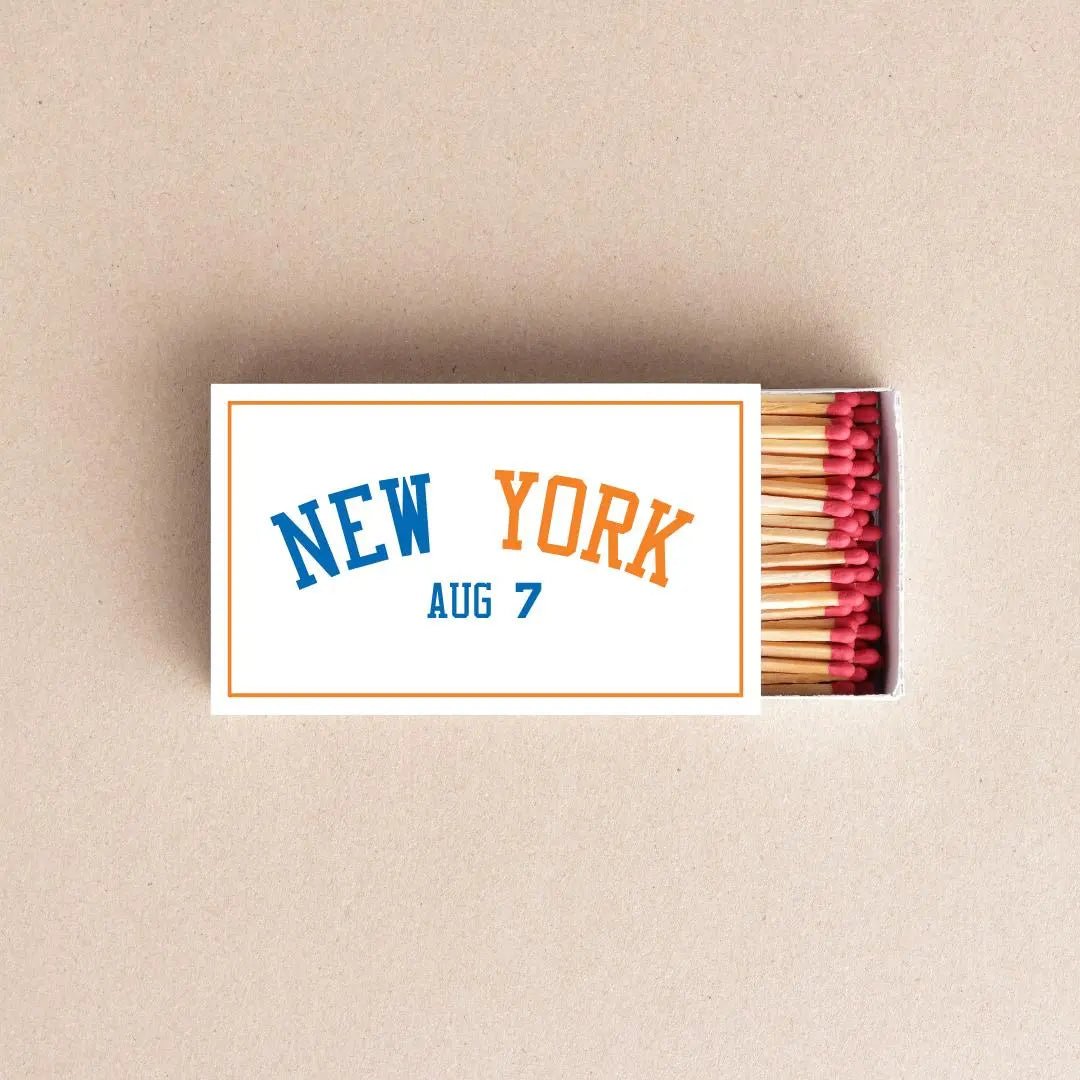 New York Matchboxes – Custom Orange & Blue Event Favors Twentynine Luxury