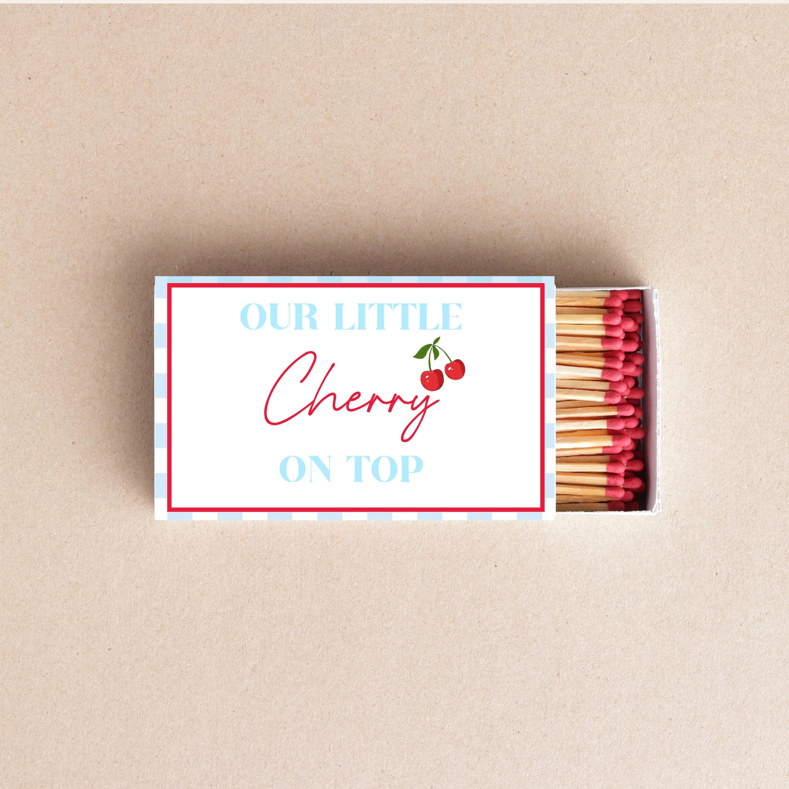 Our Little Cherry On Top Matchboxes – Custom Baby Shower & Gender Reveal Favors Twentynine Luxury