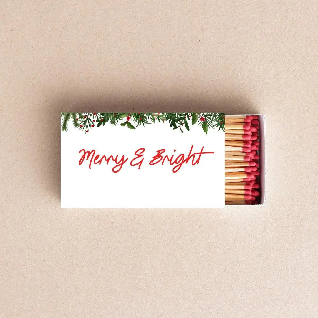 Merry & Bright Christmas Matchboxes – Personalized Holiday Party Favors Twentynine Luxury