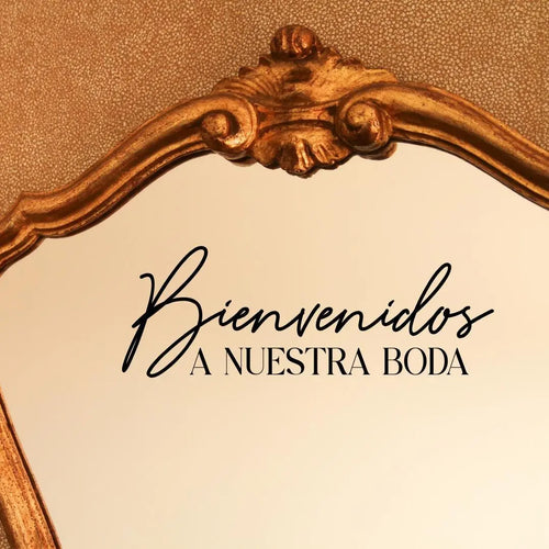 Bienvenidos A Nuestra Boda Mirror Decal Bilingual Wedding Welcome Sign Vinyl Sticker Spanish English Wedding Mirror Label Black or White Twentynine Luxury