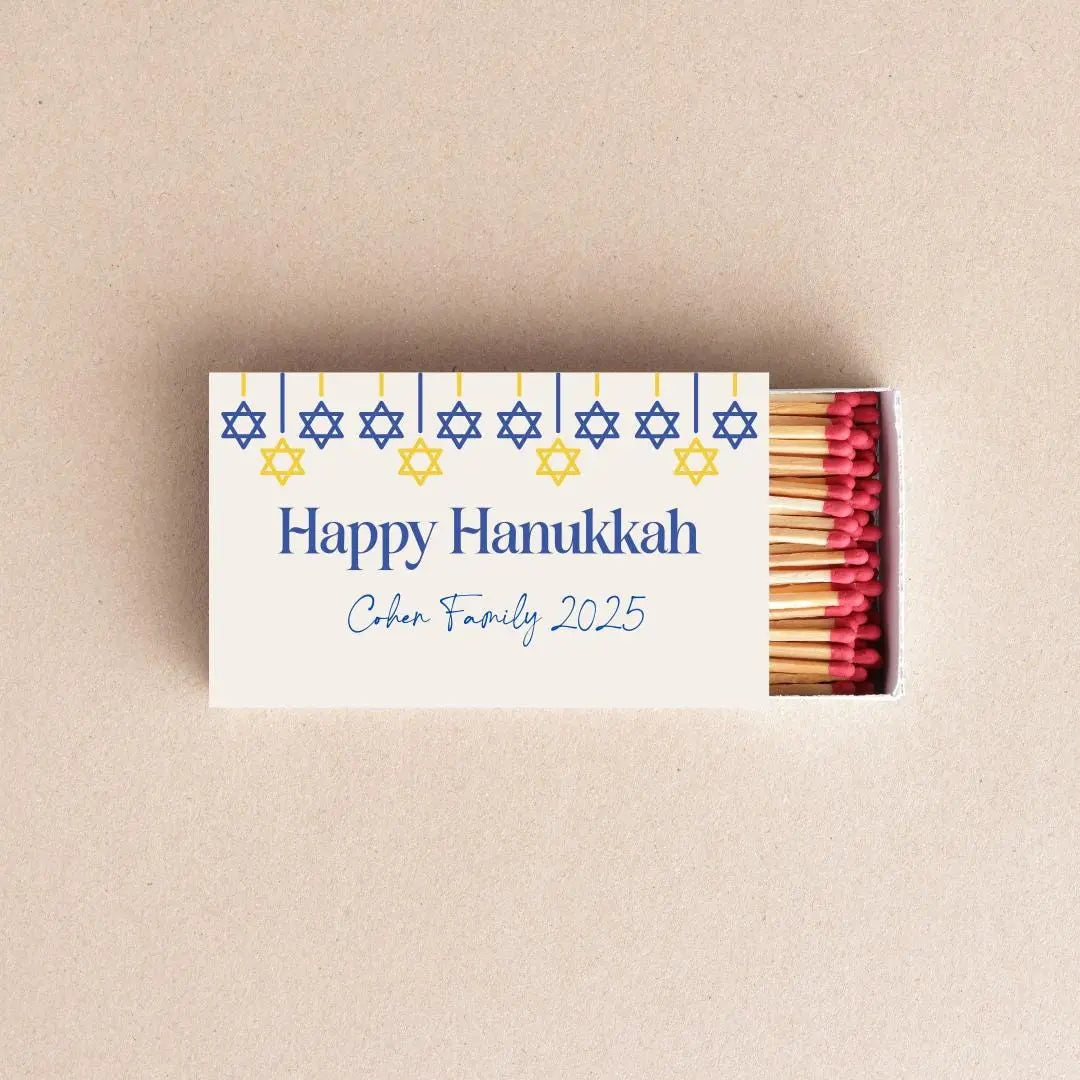 Happy Hanukkah Matchboxes – Personalized Jewish Holiday Party Favors Twentynine Luxury
