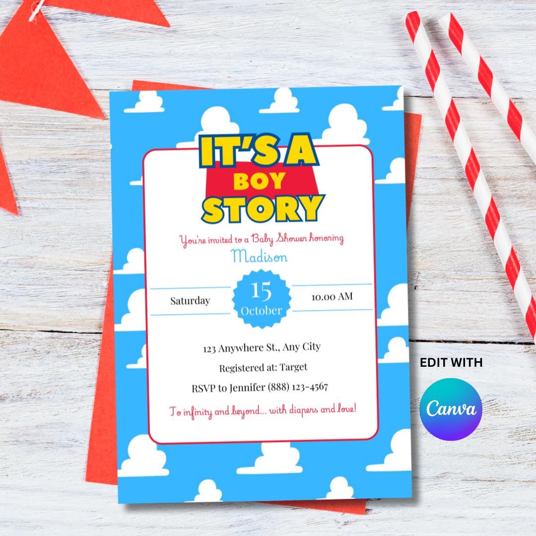 It’s A Boy Story Baby Shower Invitation Toy‑Inspired Editable Template Twentynine Luxury